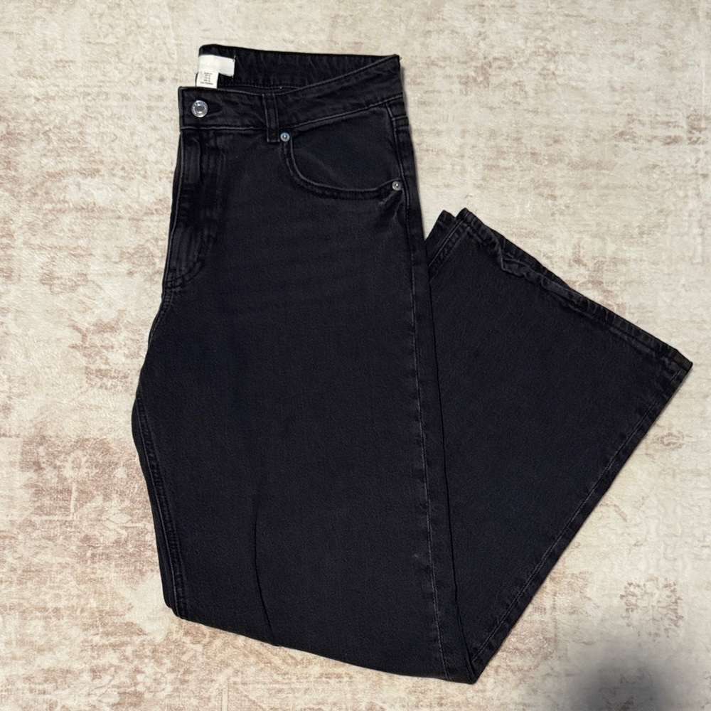 H&M Black High-Rise Wide Leg Jeans - 12